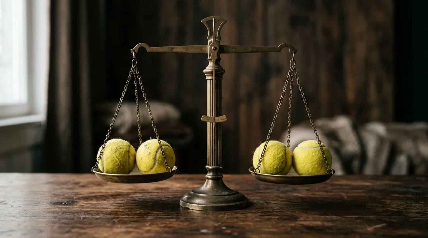 Una bilancia simbolica che rappresenta vantaggi e svantaggi delle scommesse antepost padel