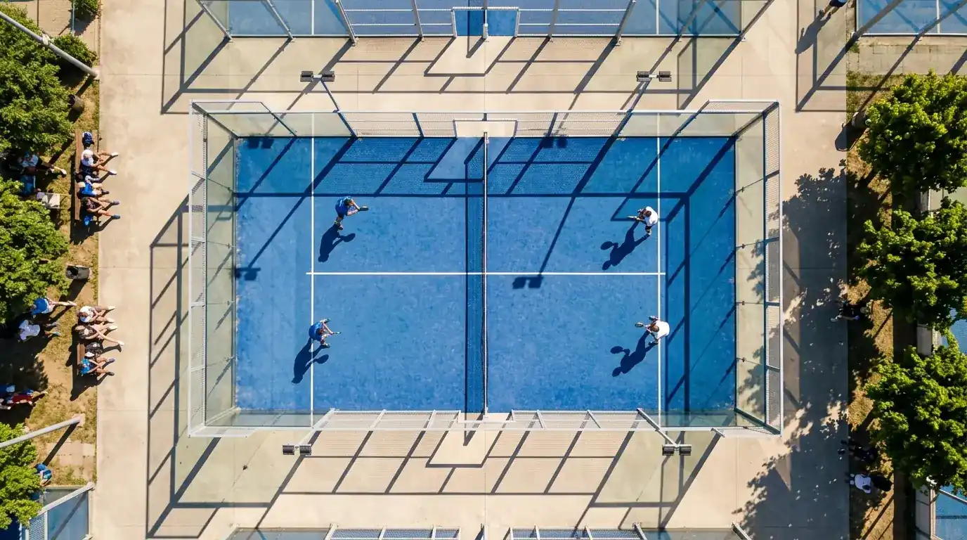 Testa a testa padel: due coppie schierate in campo prima di un match Premier Padel