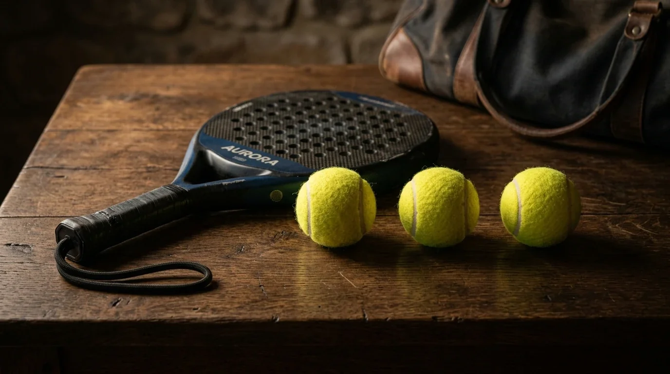 Under Over games padel: pala e palline che simboleggiano il conteggio dei game di un match